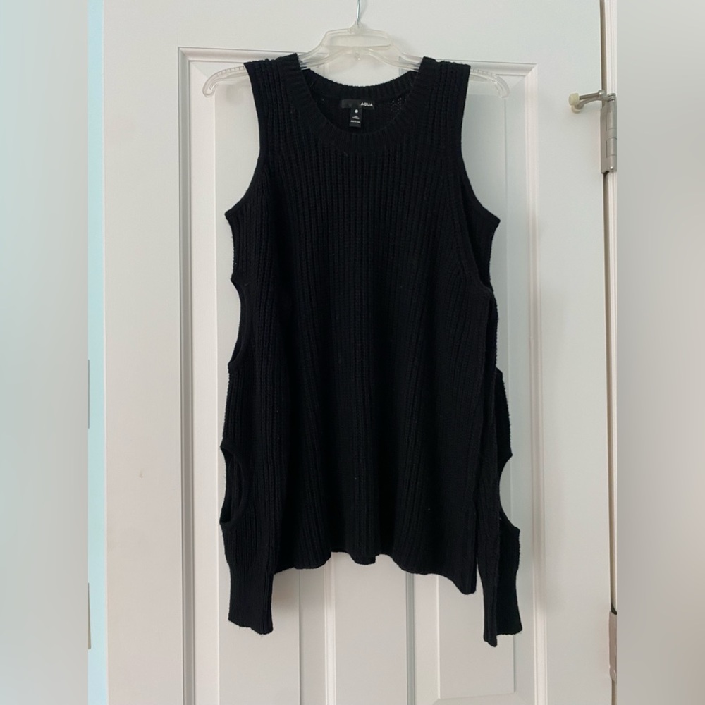 AQUA Circle Arm Cutout Sweater